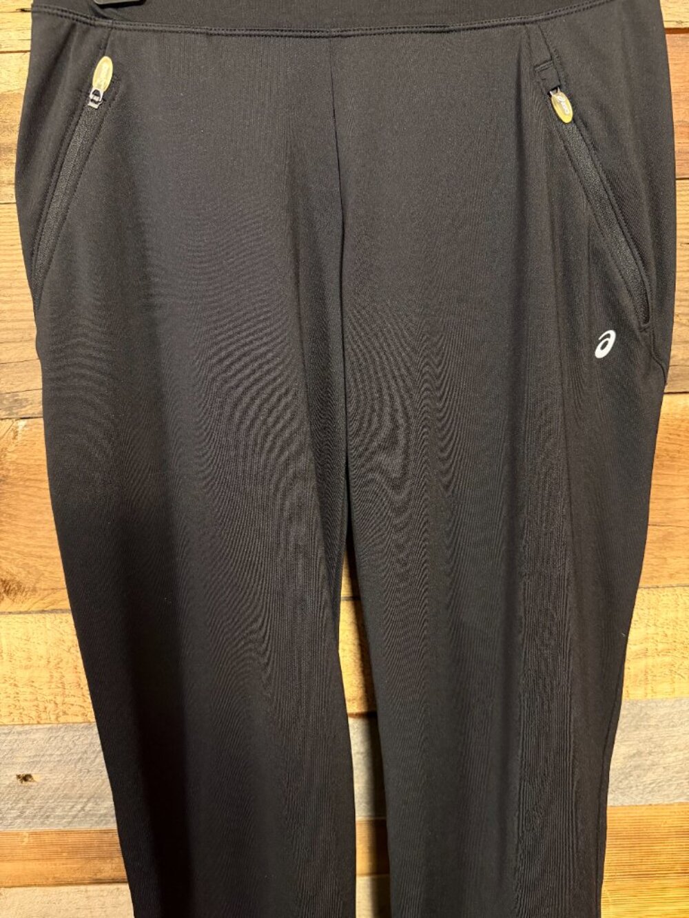 ASICS Black Athletic Pants Women's Medium Zip Pockets Running Performance - Picture 3 of 12